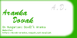 aranka dovak business card